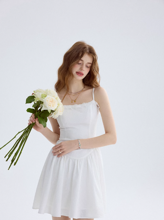 Mermaid Dream White Dress French Suspender Skirt Holiday Wear Short Skirt Skirt Women Summer R3427