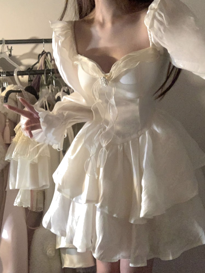 French tea break sweet and chic dress 2025 gentle style princess dress super fairy R1269