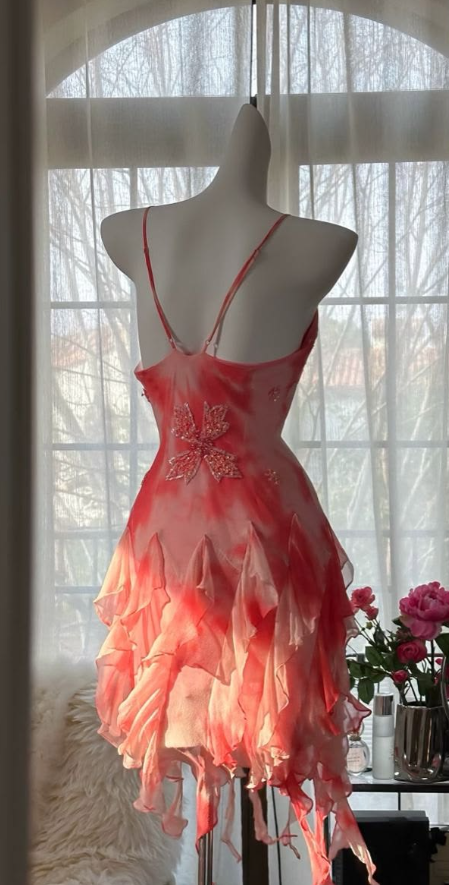 Hazy Chiffon Applique Women's Homecoming Dress Red Corset Short Prom Gown Party Dress RS2950