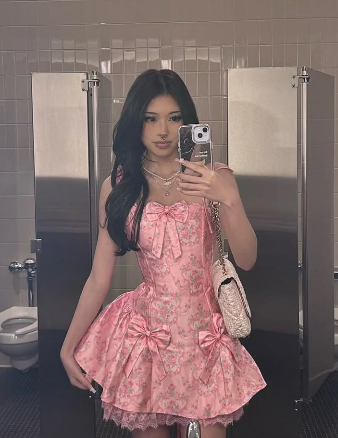 Dreamy Satin Floral Women's Homecoming Dress Pink Corset Short Prom Dress Birthday Dress RS2747
