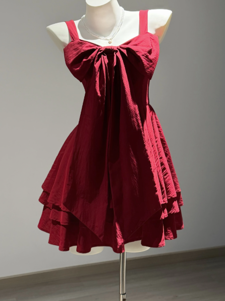 Cute Black/Red Homecoming Dress A-Line Spaghetti Straps Bow-knot Corset Mini Prom Dress RS681