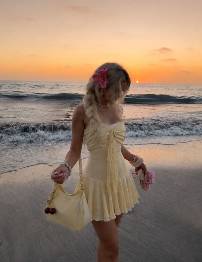 Flowy Chiffon Women's Homecoming Dress Yellow Corset Short Prom Dress Party Dress RS2793