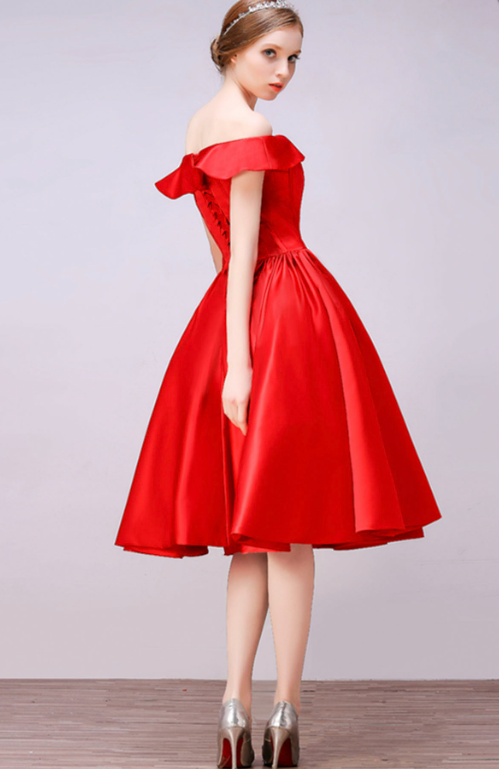 Vibrant Red Homecoming Dress , Silky Satin Corset Short Prom Dress RS1699