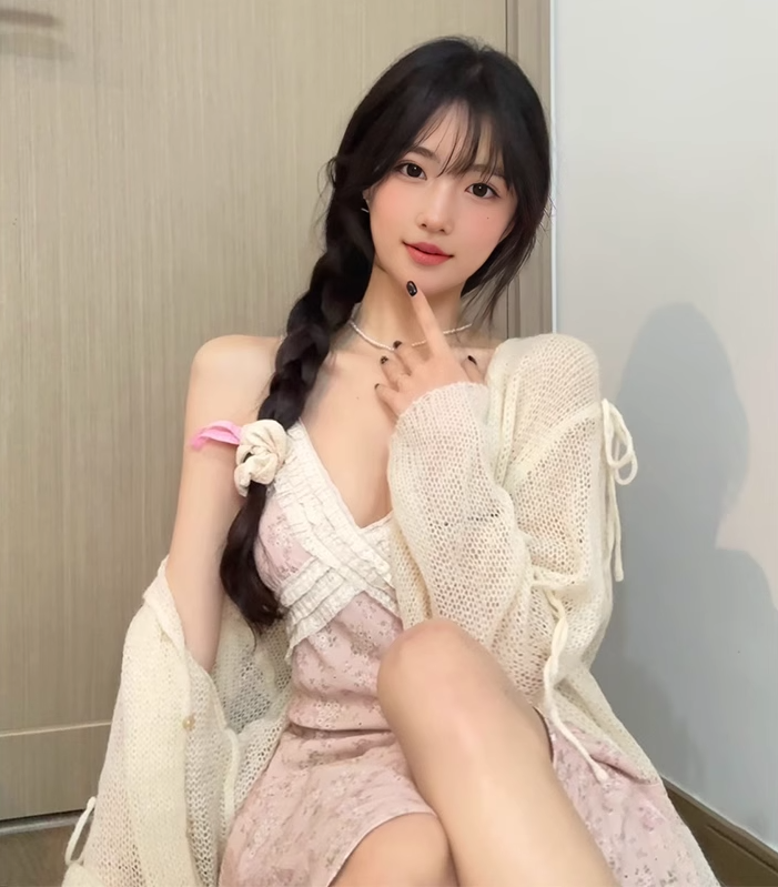 Pink floral dress beautiful tea break French style v-neck waist suspender dress R0625