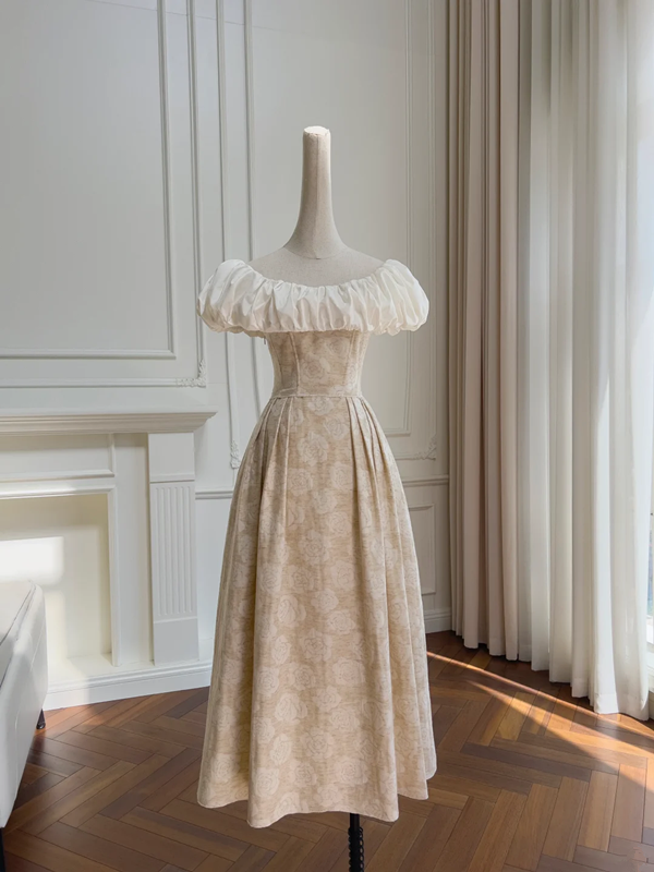 Brown cloud neckline slim waist slim long skirt homecoming dress R5180