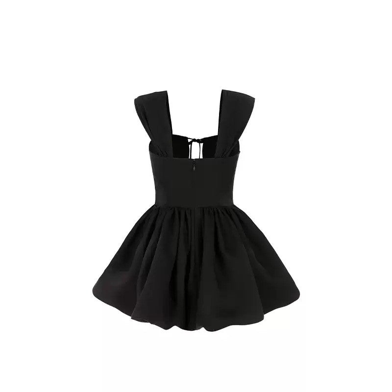 Romantic Corset Dress Square Neck Front Bow Tie Chiffon R9186