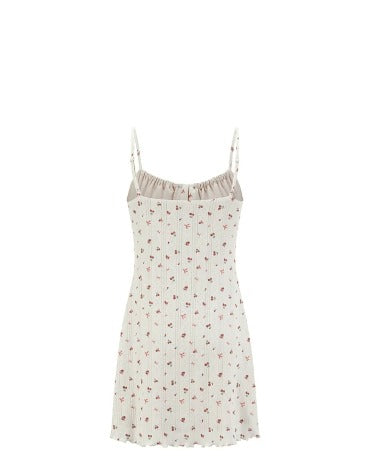 Soft Cherry Print Cami Dress with Ruffled Hem R9170