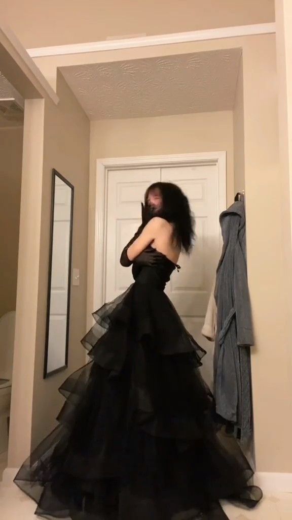 Black Prom Dress, Tulle Evening Dress S2205