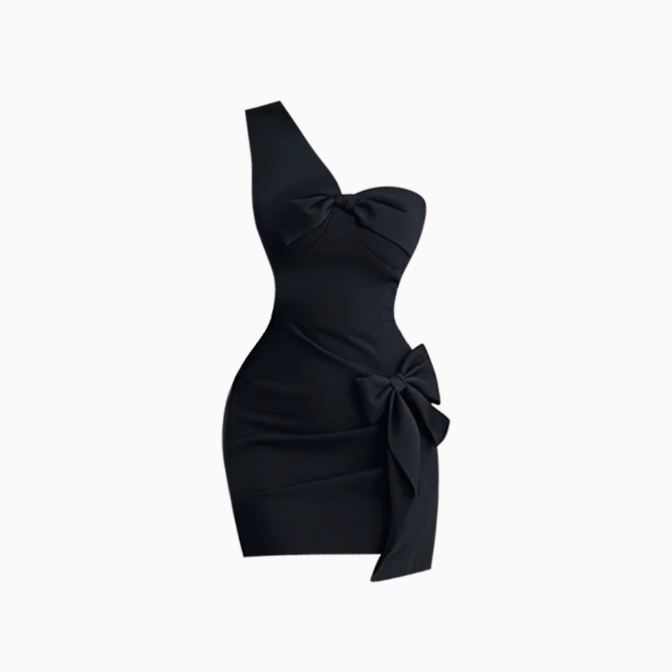 High-grade bow-knot off-shoulder tube dress 2025 waist-hugging hip dress R1152