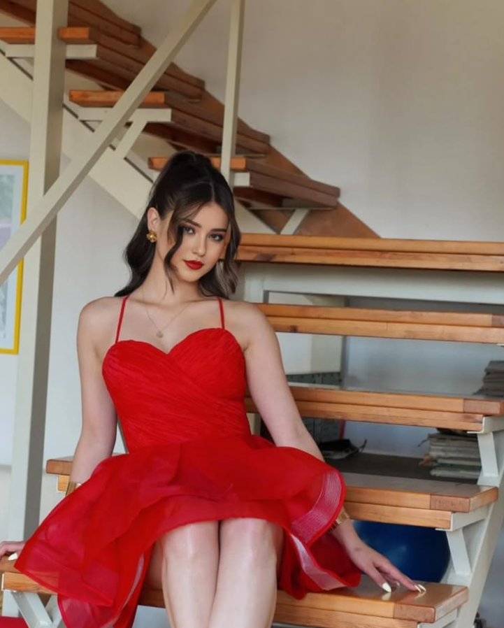 Vibrant Tulle Tiered Women's Homecoming Dress Red Corset Short Prom Dress Party Dress RS2800