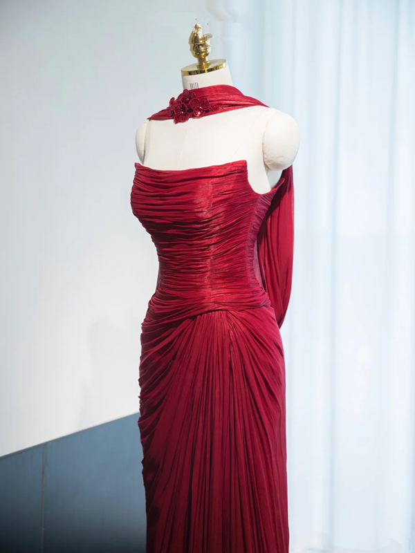 Red strapless fitted long ball gown/bridal dress R8977