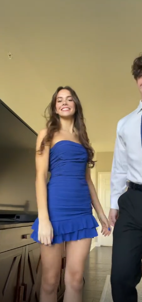 Blue tube top waist pleated A-line short skirt homecoming dress R5540