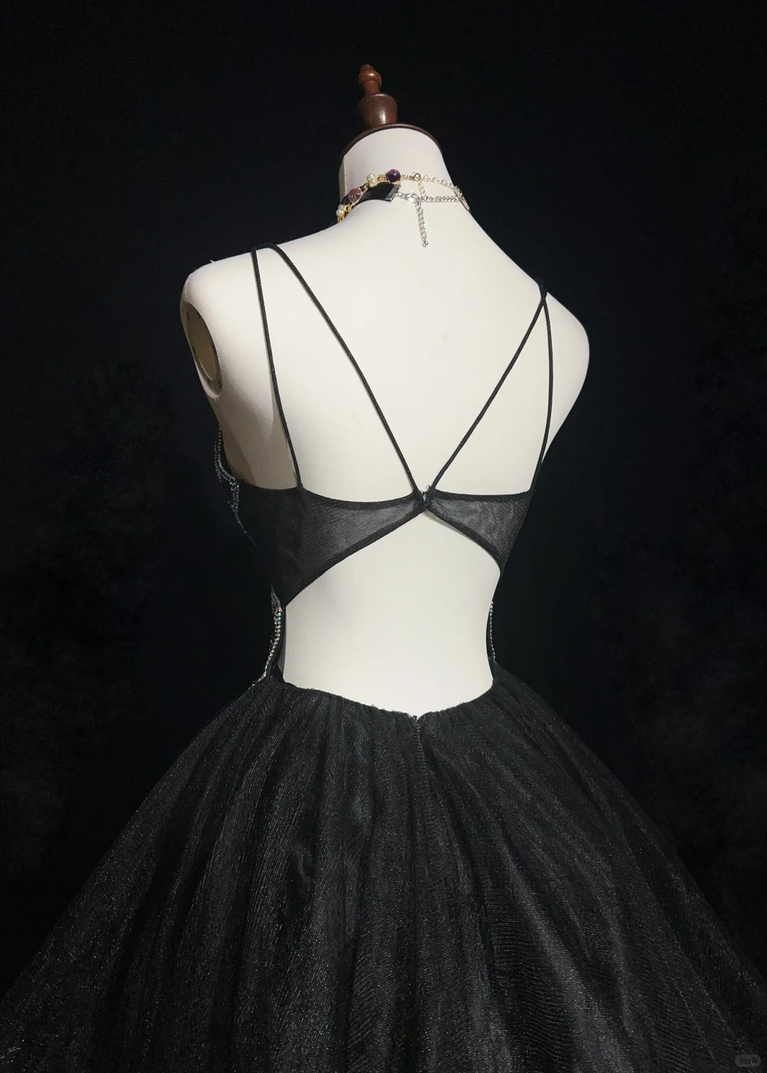 Butterfly design suspenders sequined waist slim fit puffy skirt short skirt homecoming dress R4959