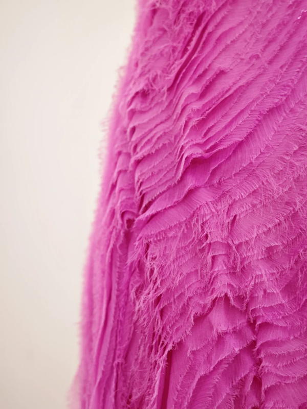 Barbie pink halter-neck fitted long sexy ball gown, bridal dress R8514