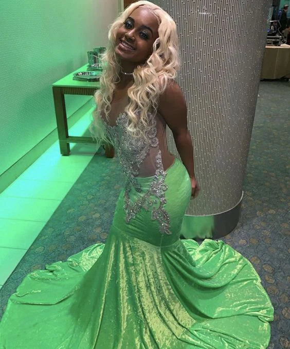 Mermaid Sleeveless Prom Dress ,Unique Evening Dress S6440