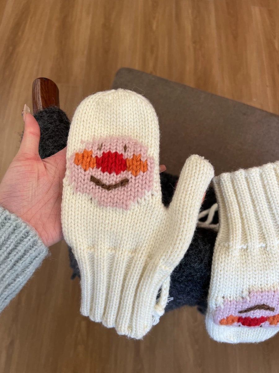 New winter versatile cute beige handmade gloves female ins S6210