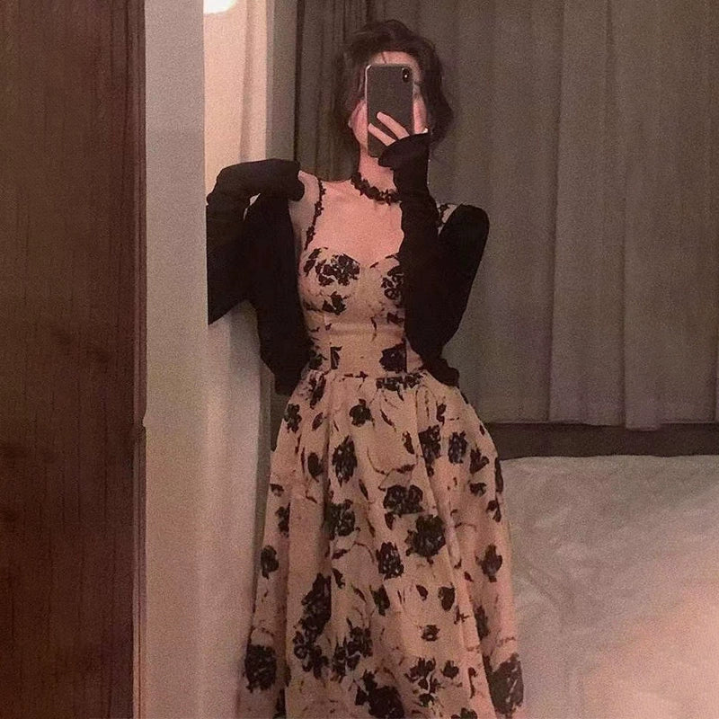 Floral suspender dress for women sweet party dress S5788