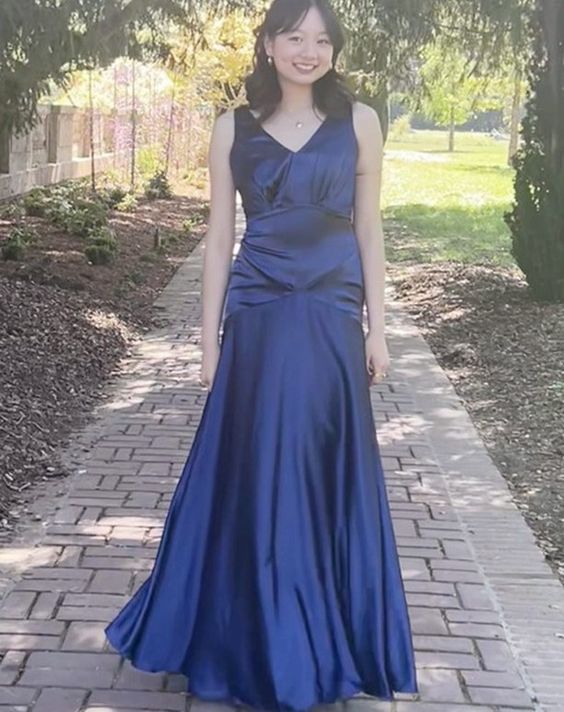 Charming Navy Blue Long Prom Dress Evening Dress S5268