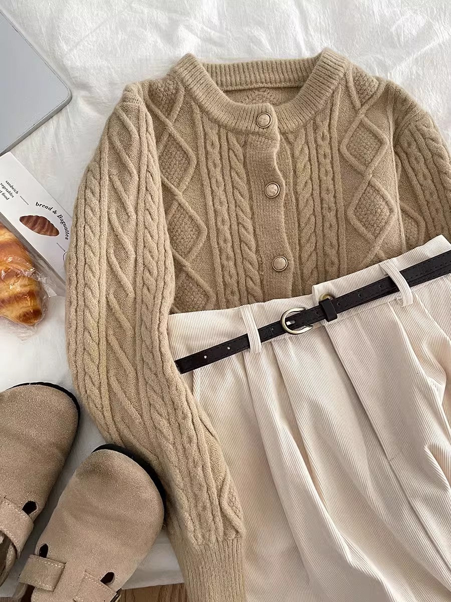 sweet round-neck short sweater cardigan S4700