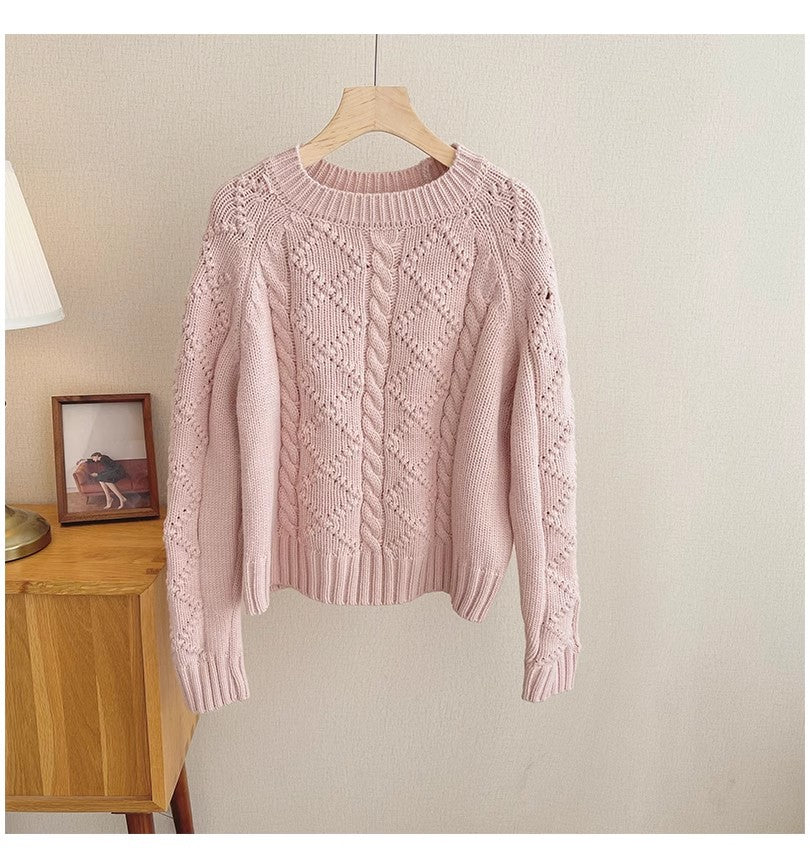 Retro gentle style hollow pullover sweater for women S4898
