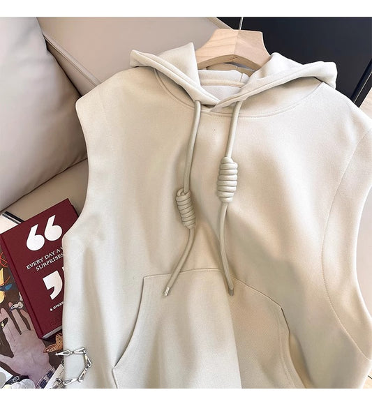 Sleeveless hooded sweatshirt for women new pullover vest trend    S5017