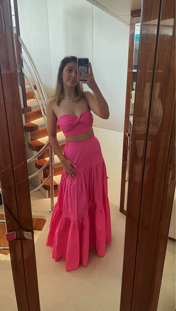 Pretty Two Piece Long Prom Dresses, A Line Formal Evening Dresses S5091