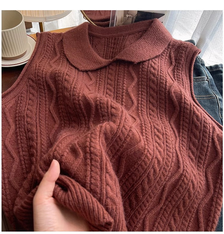 College style knitted vest for women new retro sweater vest trend S5015