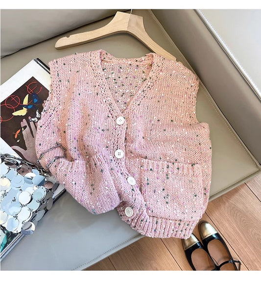 Women's knitted vest new style jacket top    S5029
