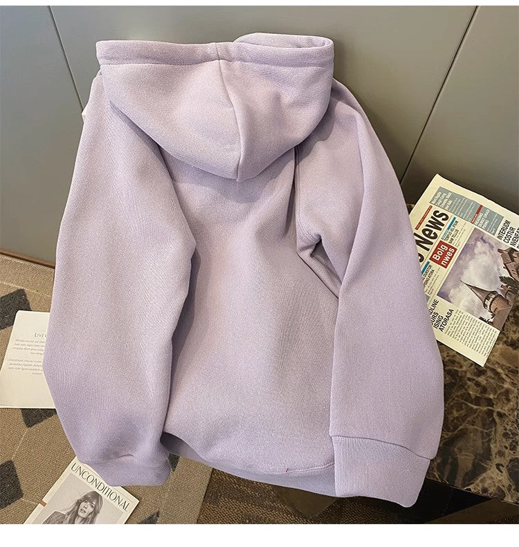 Half-zip hooded sweatshirt for women new casual pullover top jacket S4935