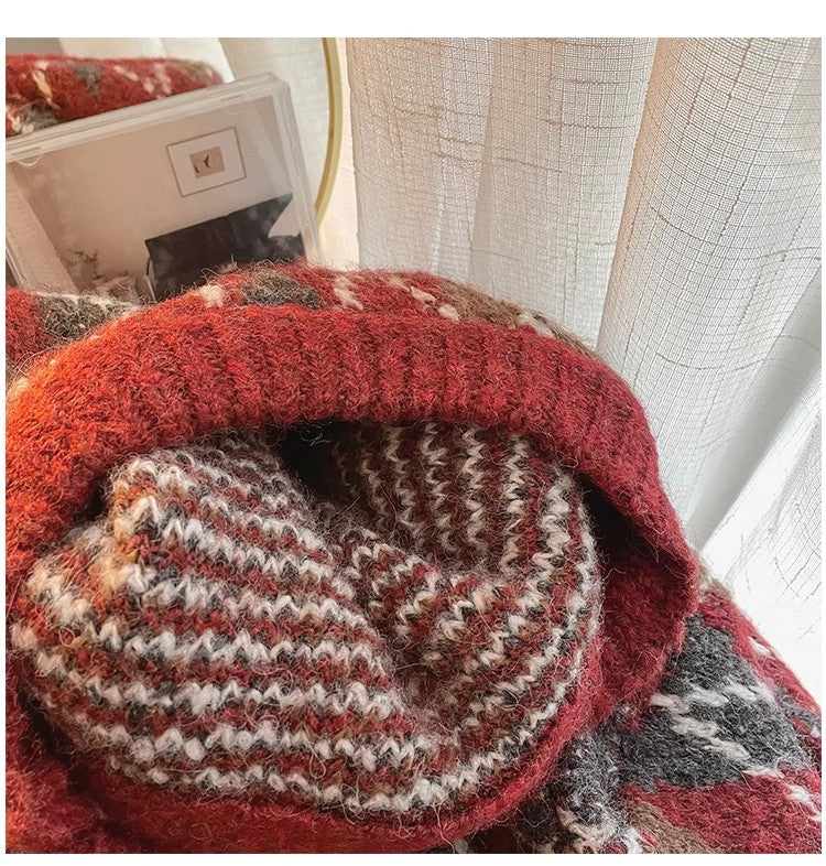 Jacquard Sweater Women's 2024 New Christmas Red Round Neck Sweater S4906