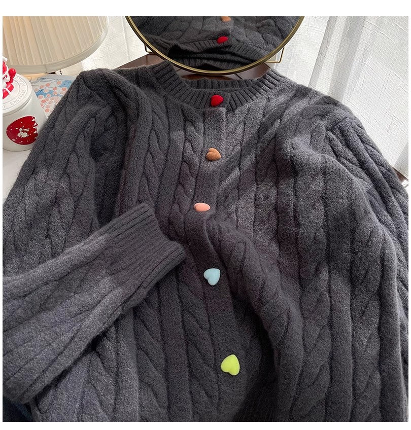 Love button sweater jacket for women S4893