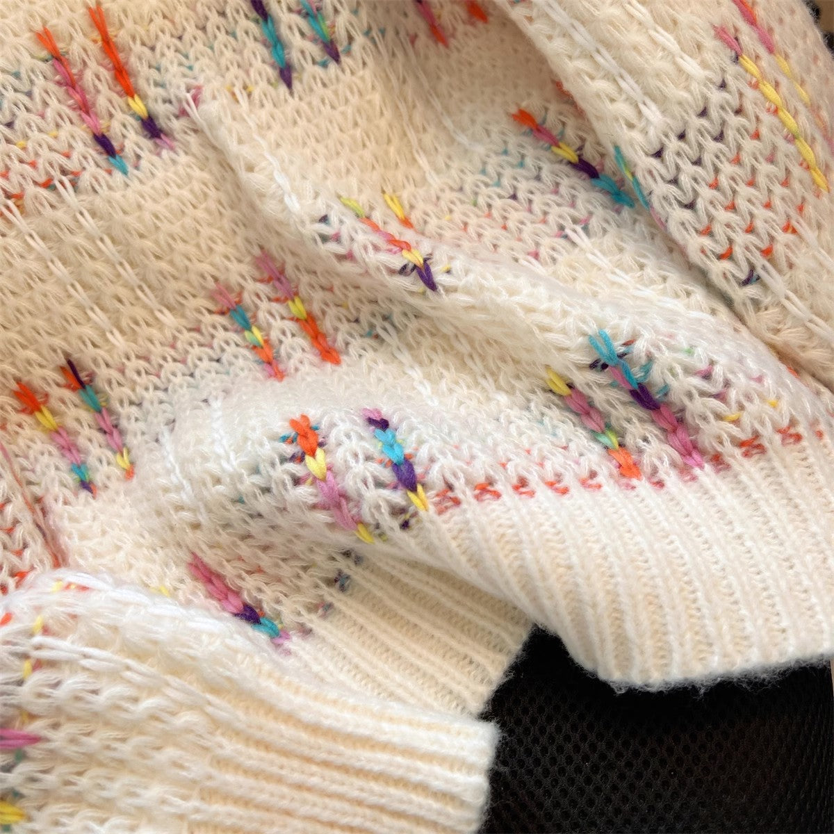 Women's colorful patchwork crew neck sweater S5051