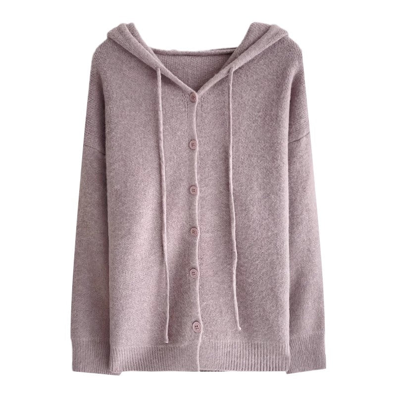 simple solid color long-sleeved knitted cardigan jacket S4675