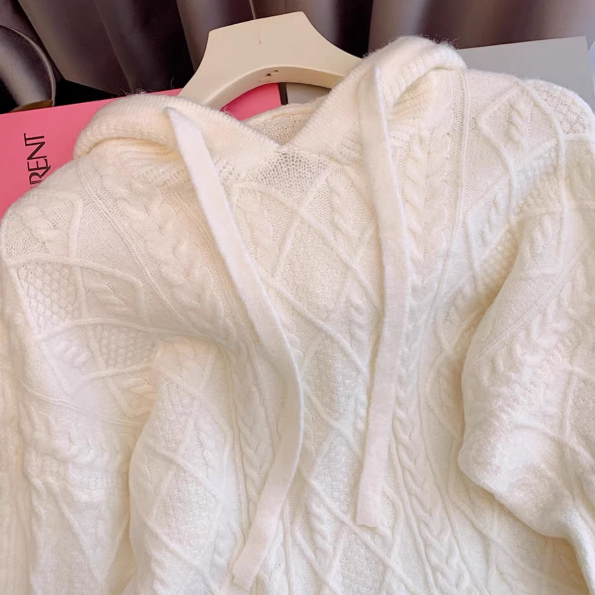 Women's hooded pullover soft knitted sweater S5049