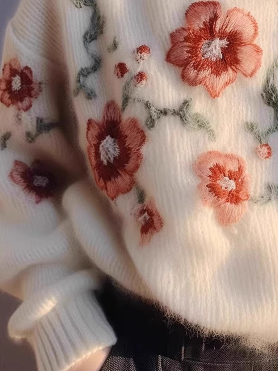 apricot embroidered pullover knitted sweater jacket for women new style S5050