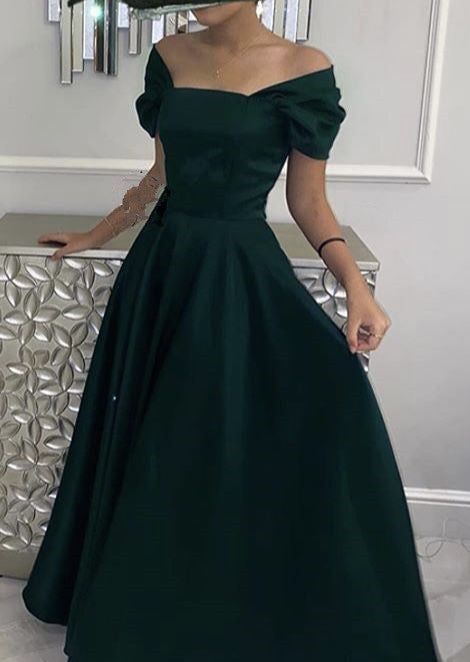 Long Green Prom Dresses,Cute Satin Formal Evening Dress S5150
