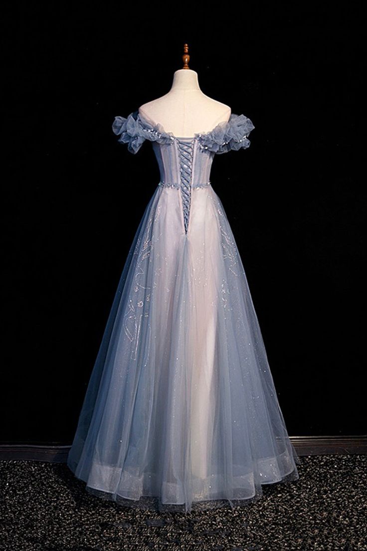 High Quality Tulle Long Prom Dress with Beaded, A-Line Evening Party Dress S4958