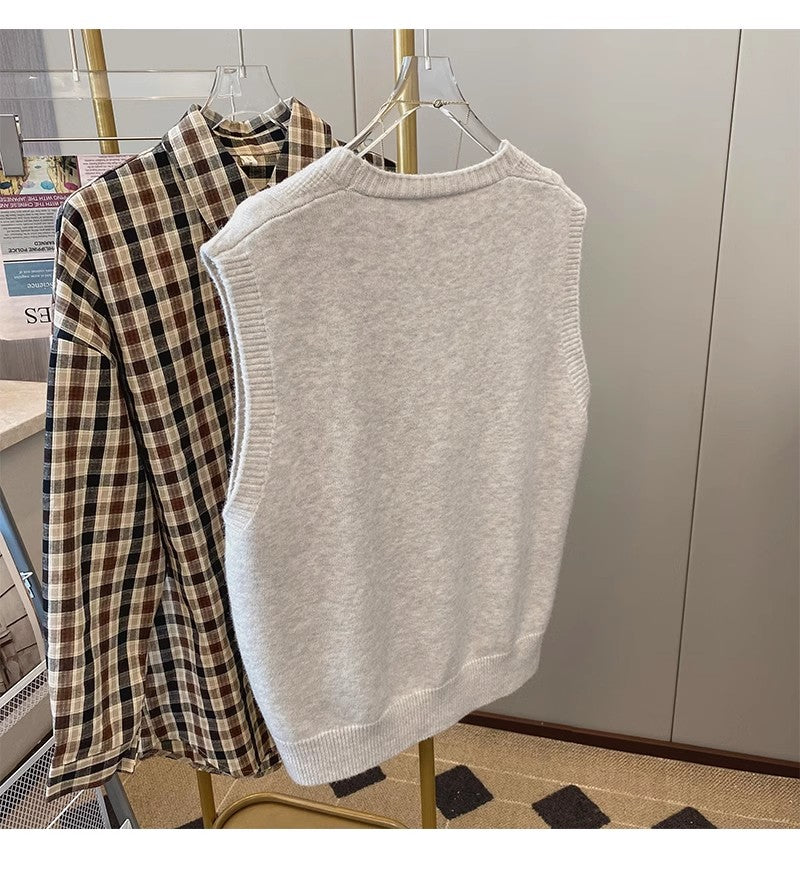 V-neck knitted vest for women sleeveless vest top jacket S5025