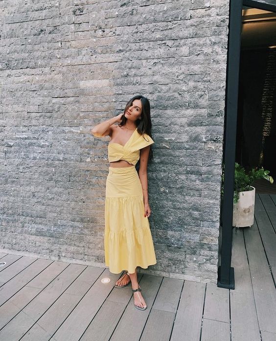 Lovely Two Piece Yellow Prom Dress, Evening Dress S5101