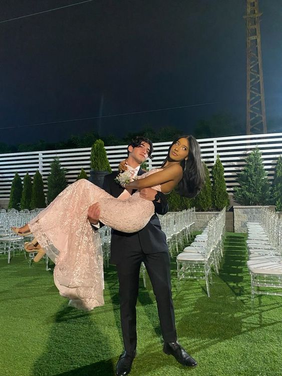 Sexy Mermaid Spaghetti Straps Sleeveless Lace Pink Prom Dress S5232