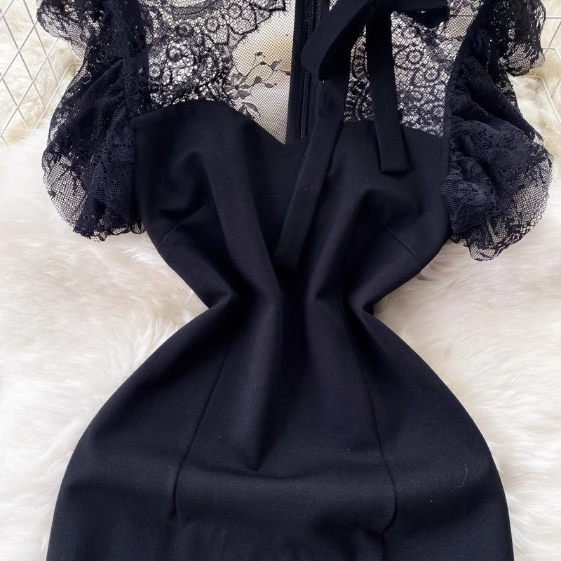 retro lace dress sleeveless sexy skirt S4587