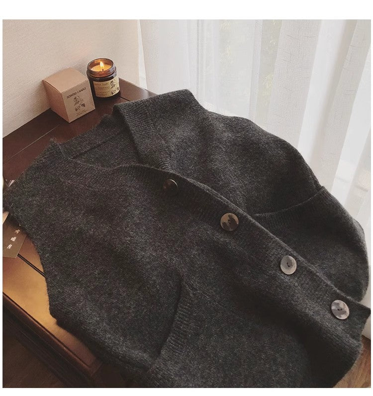 V-neck sweater vest new women's winter sleeveless knitted vest outer vest jacket S5027