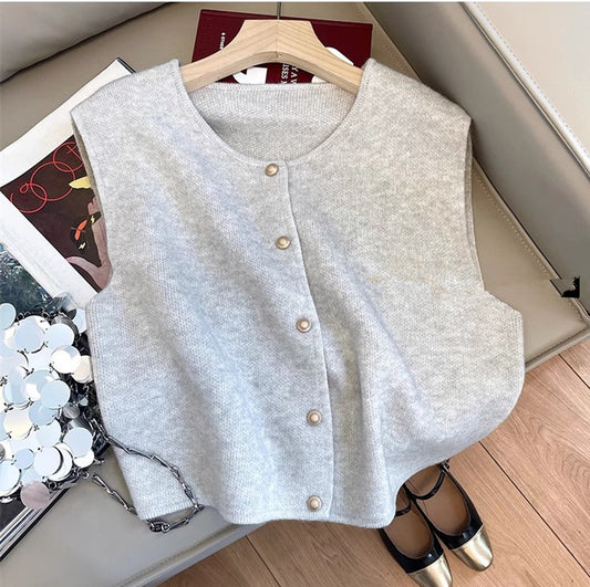 Solid color soft knitted vest for women fashion top      S5005
