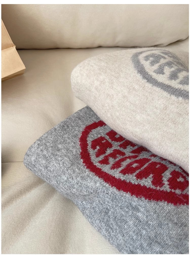 Gray soft round neck sweater for women long-sleeved knitted top S4824