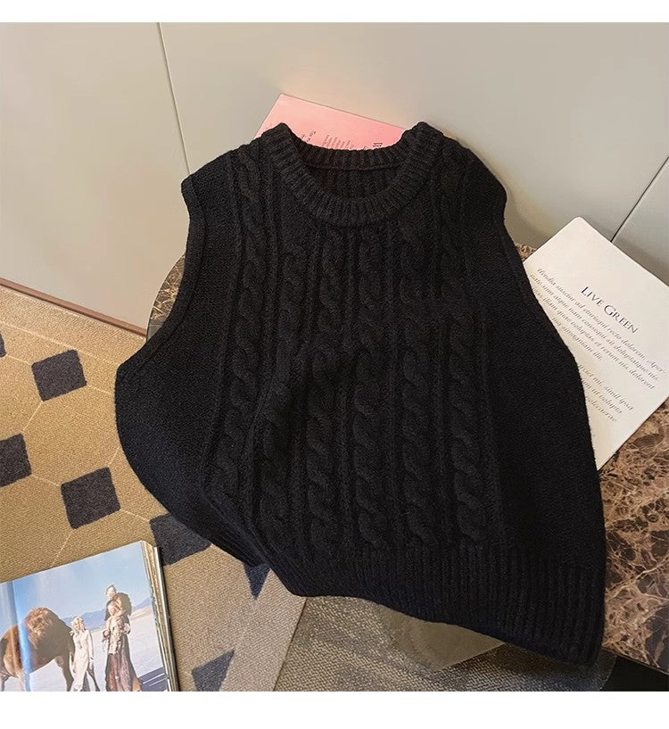 sweater vest for women new retro knitted vest outer wear S5032