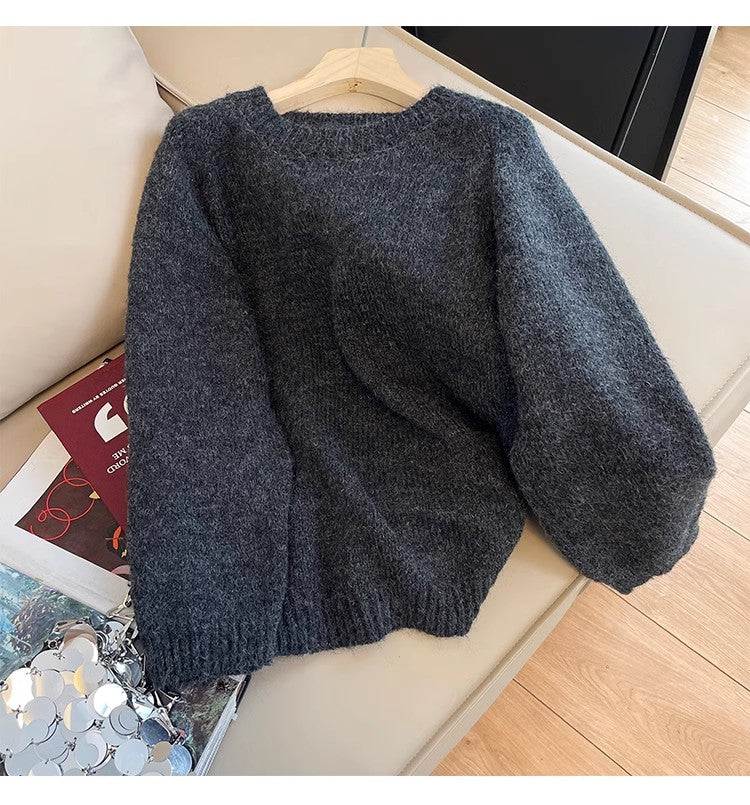 Purple Sweater Women's New Soft Round Neck Sweater S4798