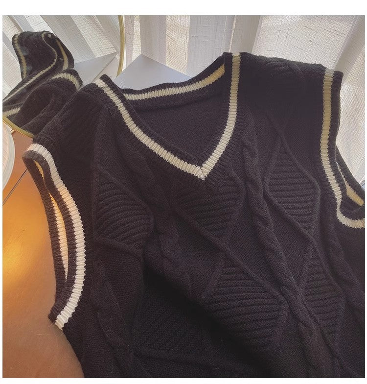 V-neck knitted vest for women new sleeveless vest top S5024