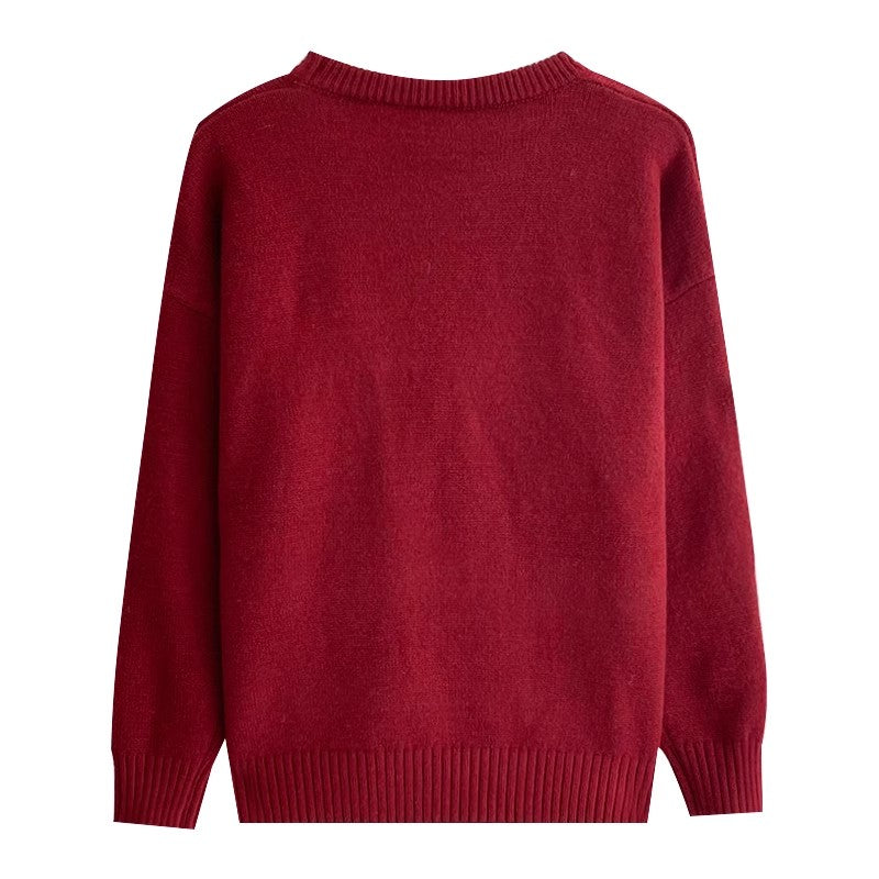 round neck jacquard sweater soft sweater top S4712