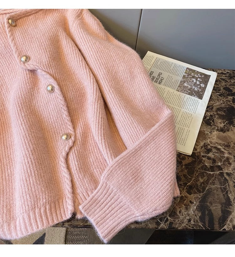 irregular sweater jacket for women winter new style elegant long-sleeved knitted cardigan S4916