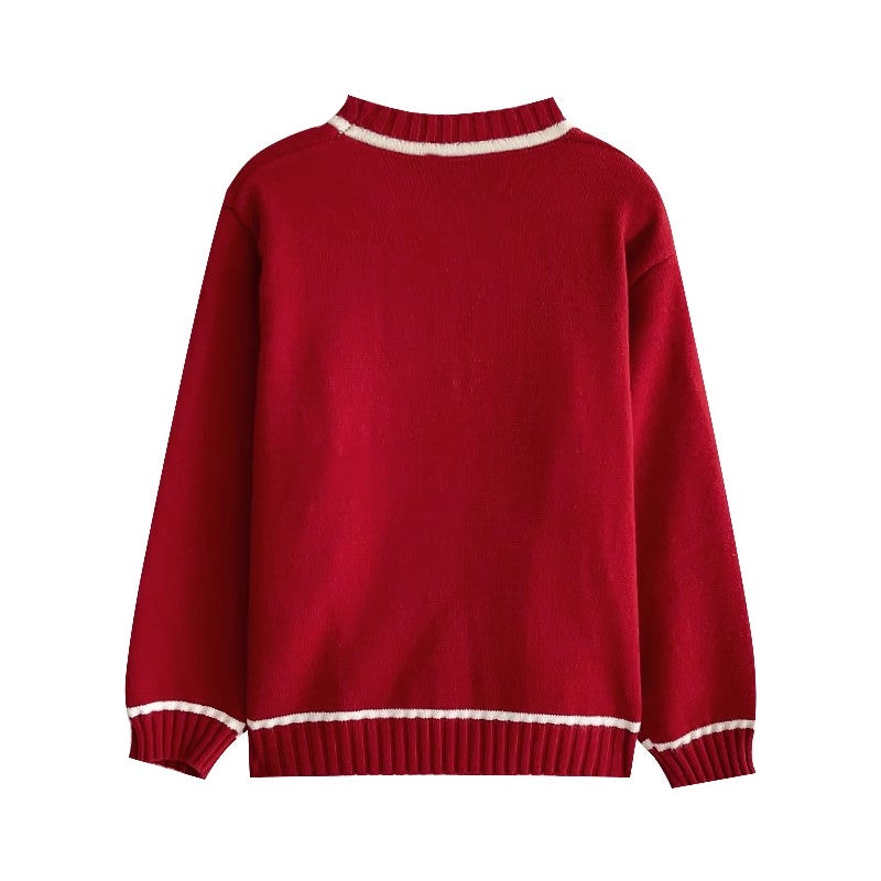 sweet long-sleeved knitted sweater S4727